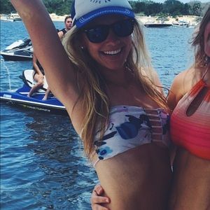 Strapless floral bikini top